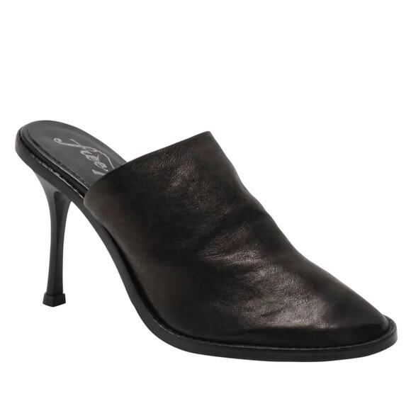 FREE PEOPLE Leila Heeled Mule Black Leather Women sz. 9 NEW IN BOX | MSRP $196 - Picture 1 of 6